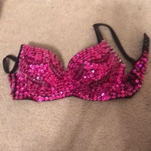 Pink sequin rave bra